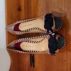 Striped chunky heels